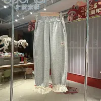 MOMOCO女童秋季2025新款时尚百搭甜美花边针织裤77780358006