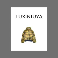 【LUXINIUYA】黄格外套 冬天格子外套羽绒服#CX2074