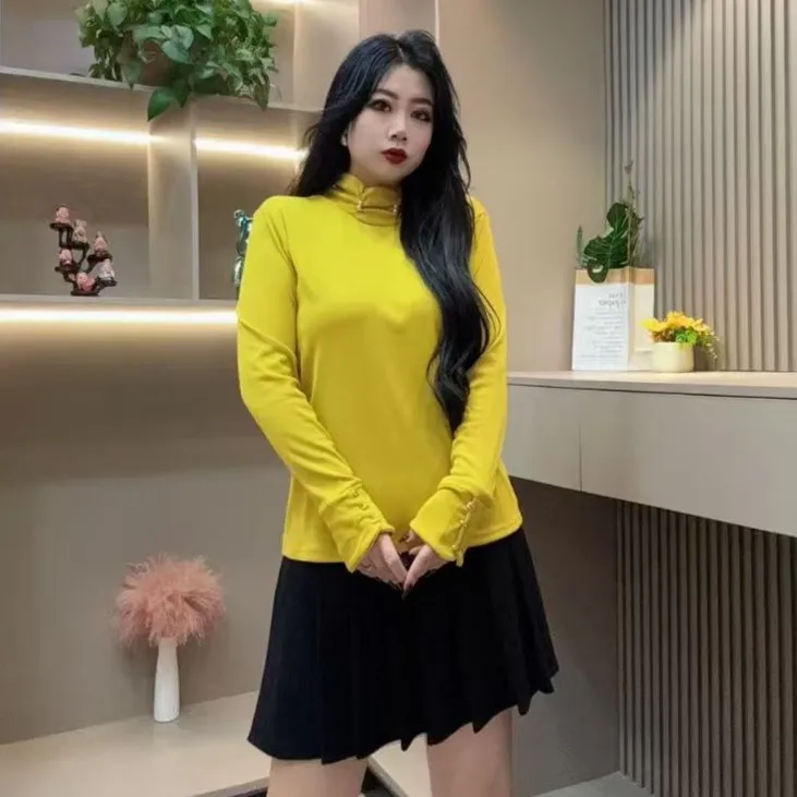 冬季小衫-雨 6006时尚潮流珠珠打底设计百搭款胖MM大码女装新款