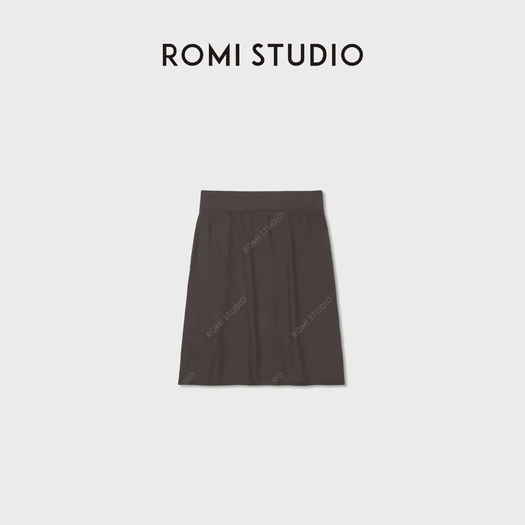 ROMI STUDIO凉感天丝弹力软糯松紧腰针织半身裙RWDRXT3749
