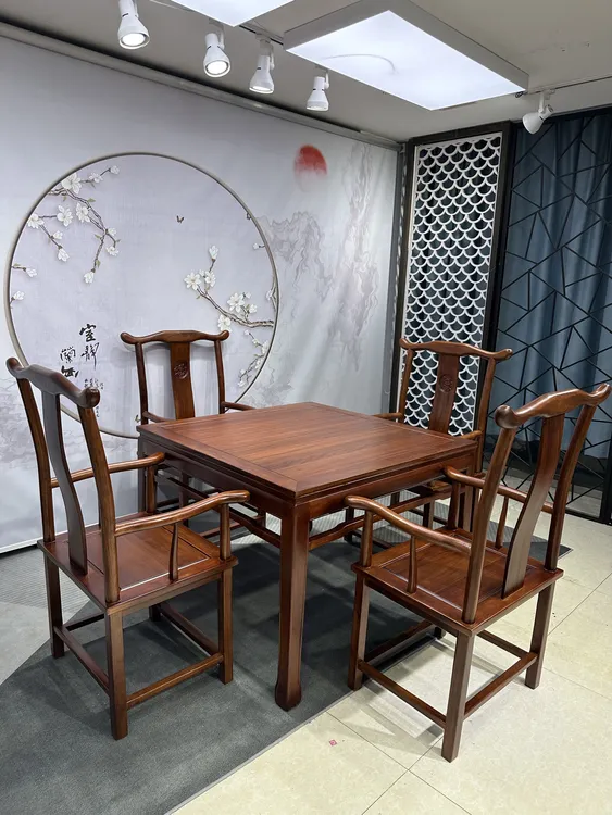 乌金木马蹄八仙桌新中式马蹄腿家用简约四方桌餐桌