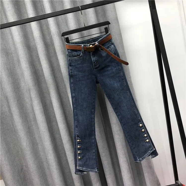 欧货个性不规则牛仔裤女2025新款秋季高腰显瘦修身百搭直筒烟管裤