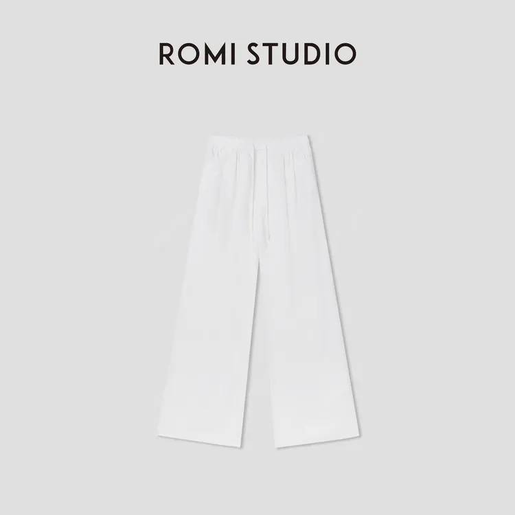 ROMI STUDIO“松弛自在”亚麻棉轻薄干爽松紧腰阔腿长裤 RWCSXM2499