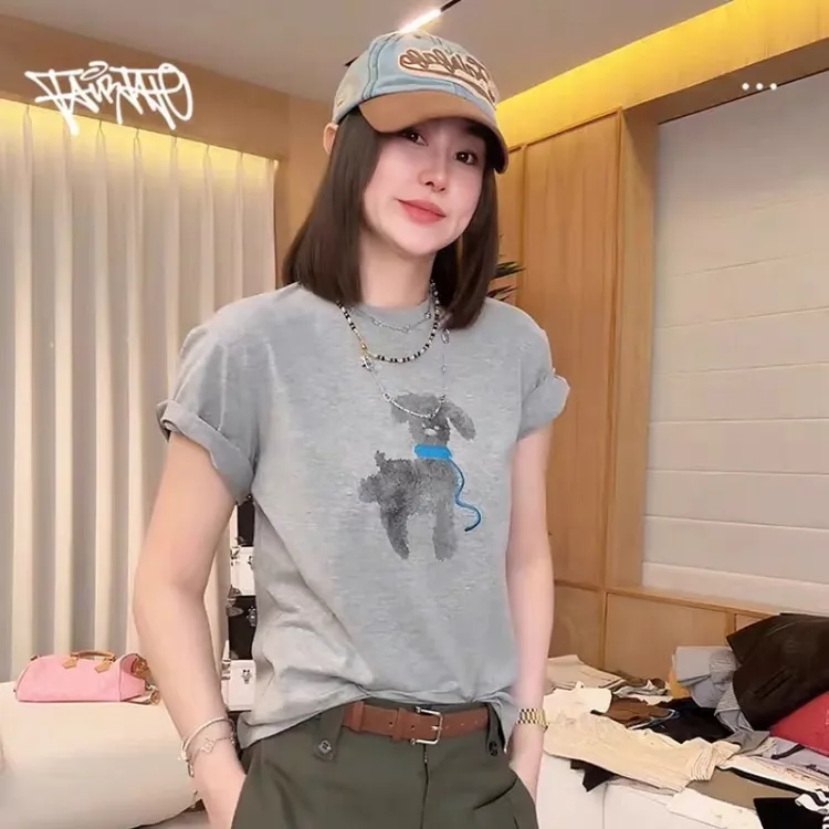 【小狗圆领短袖】重工刺绣印花洋气穿搭女TXDL52273