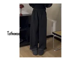 Zoe 原创【毛呢格子翻边】毛呢单条直筒刷绒裤子again显瘦显高