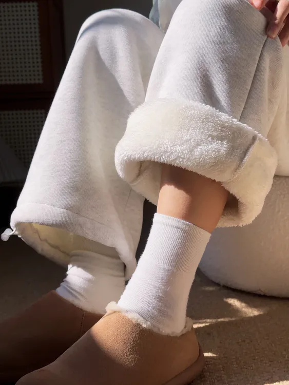 加厚羊羔绒小个子秋冬运动裤女抽绳束脚棉裤高腰休闲宽松显瘦卫裤