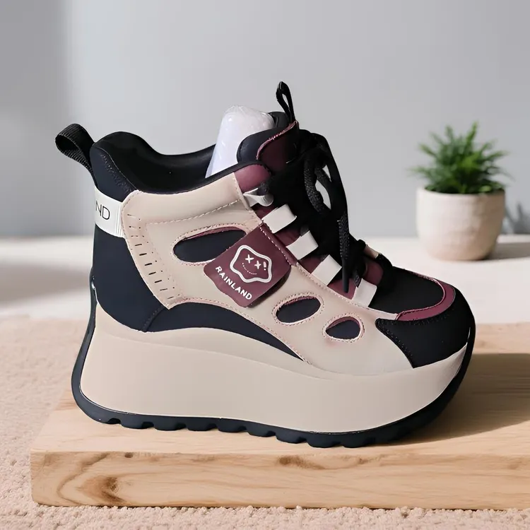 百搭加绒高帮鞋女2025秋冬时尚网红直播厚底韩版系带运动舒适休闲