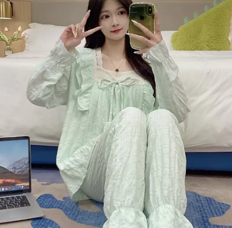 云朵绵秋季长袖长裤可爱卡通睡衣少女家居服套装1027