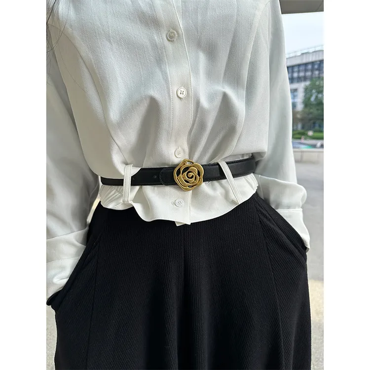 六指导 时髦心机 复古二层牛皮腰带女小众装饰配裙子腰封配饰皮带