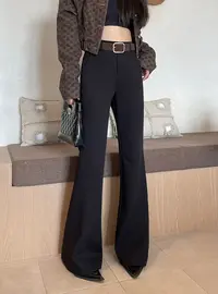 WANTHAT/凡黛卡微喇叭裤女高腰显瘦垂感直筒休闲拖地马蹄裤2301