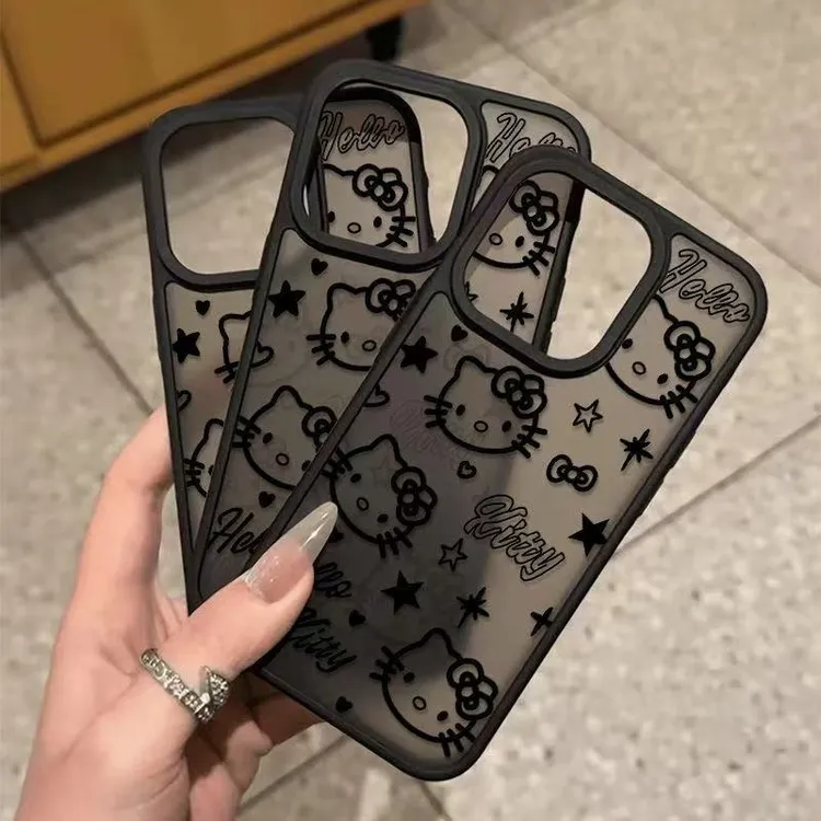 肤感手机壳星星黑线凯蒂适用苹果16/15/14/13promax磨砂12/11防摔
