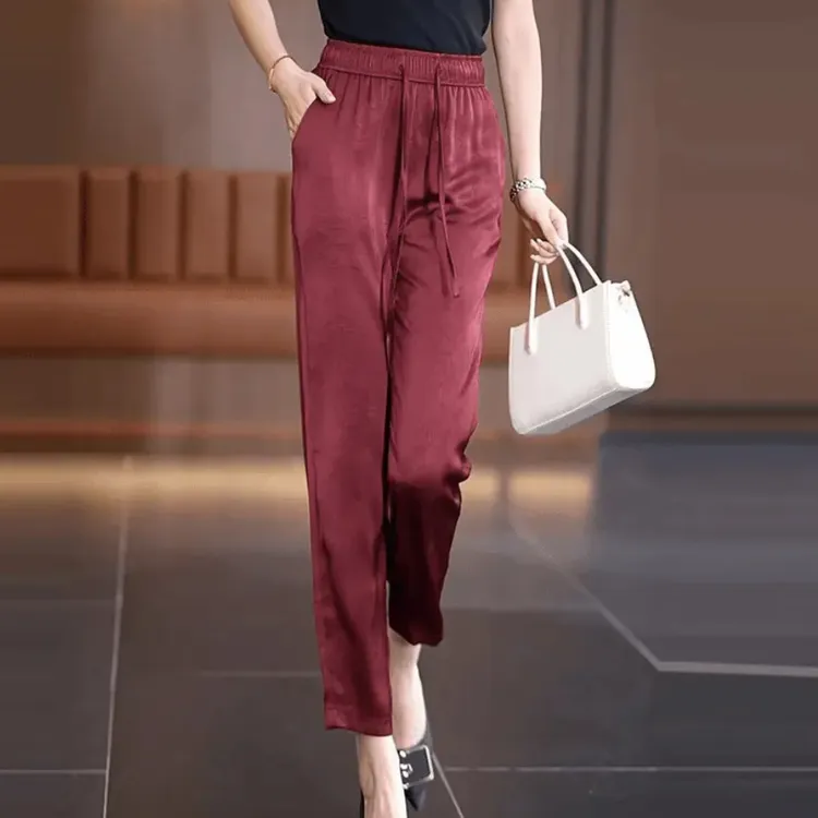 150#女士夏季九分裤新款时尚气质高腰百搭显瘦休闲宽松哈伦小脚裤