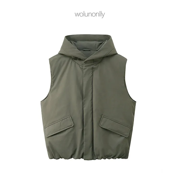 冬季90绒简约百搭短款连帽羽绒服马甲男休闲保暖立领羽绒男女同款