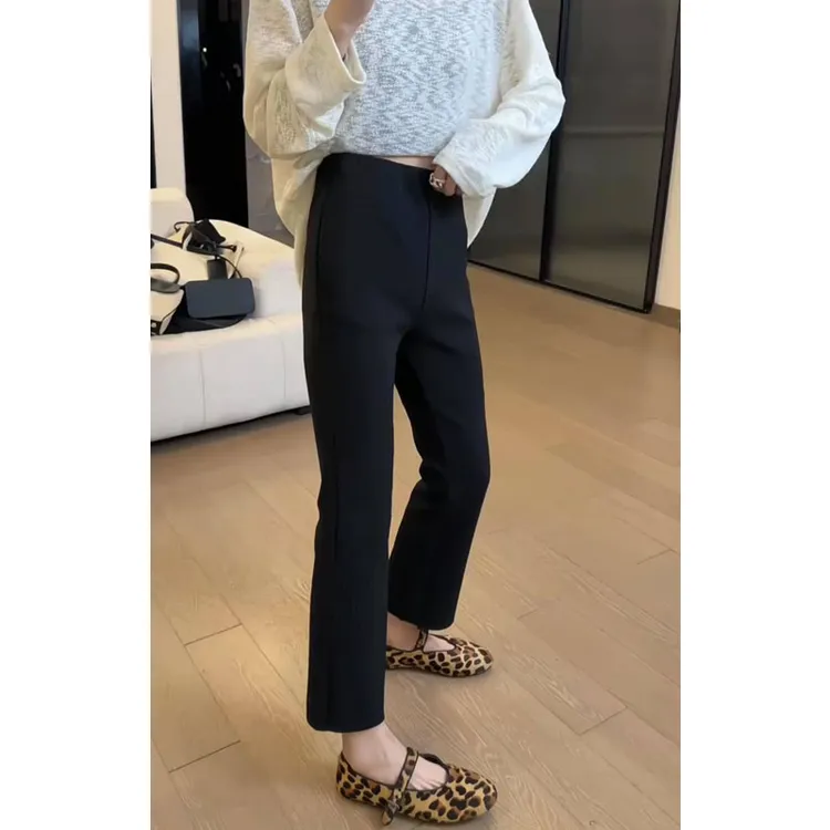 艾塔莉显瘦小众休闲裤女春季新款时尚休闲风直筒裤梨形大码九分裤