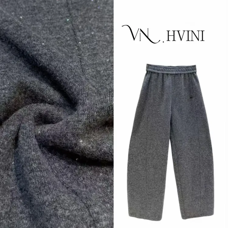 【银河星空】羊毛混纺亮片立体裁剪百搭休闲裤H5532