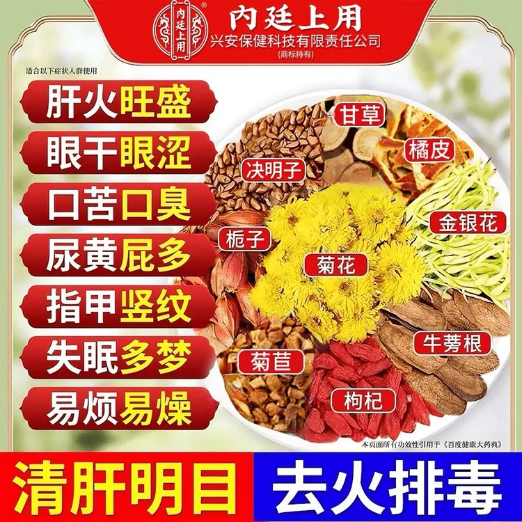 【清热解毒茶】菊花枸杞决明子茶目明尿黄蒲公英熬夜毒排清热肝下火