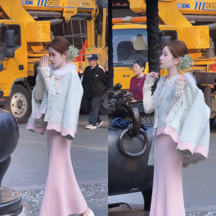 【婷婷】《清水出芙蓉 》江南春景 刺绣羽绒外套半裙套装TT2SDTZ2767