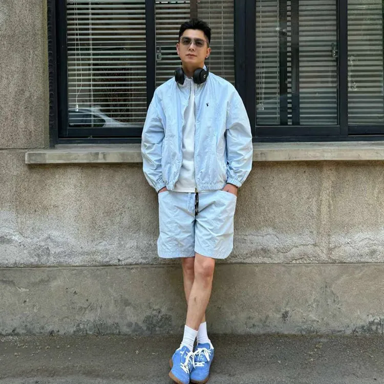 多巴胺户外运动防晒套装男士高级感穿搭一整套冰丝速干骑行服外套