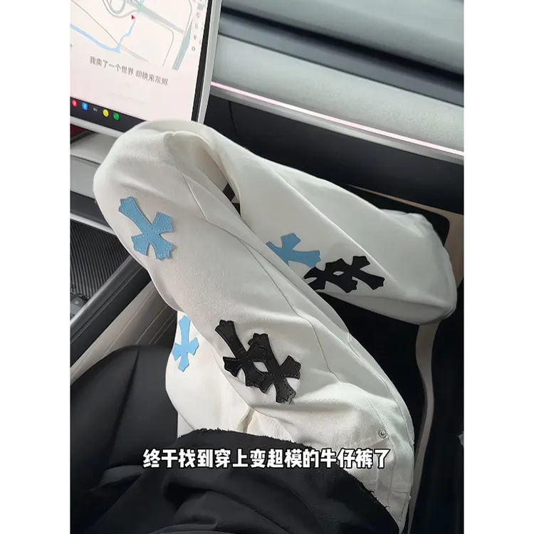 美式潮牌克罗十字心牛仔裤男款高街cleanfit显瘦百搭痞帅男潮裤子