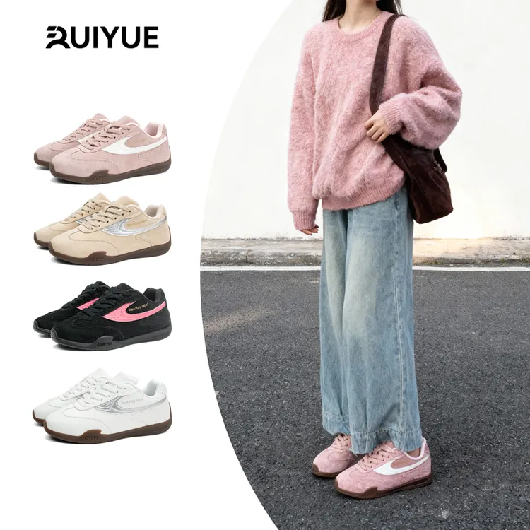 RUIYUE赛车鞋红色德训鞋复古板鞋休闲内增高鞋女款轻便百搭阿甘鞋