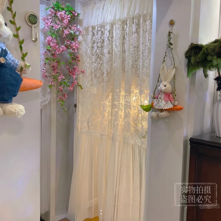 【温暖】【唯美浪漫】法式复古门帘免打孔隔断帘氛围感卧室长款防蚊帘