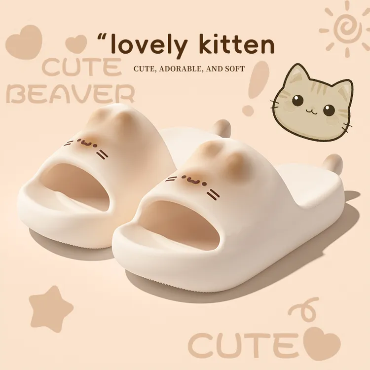 卡通小猫凉拖鞋女2026新款可爱家居浴室厚底防滑踩屎感eva凉拖男