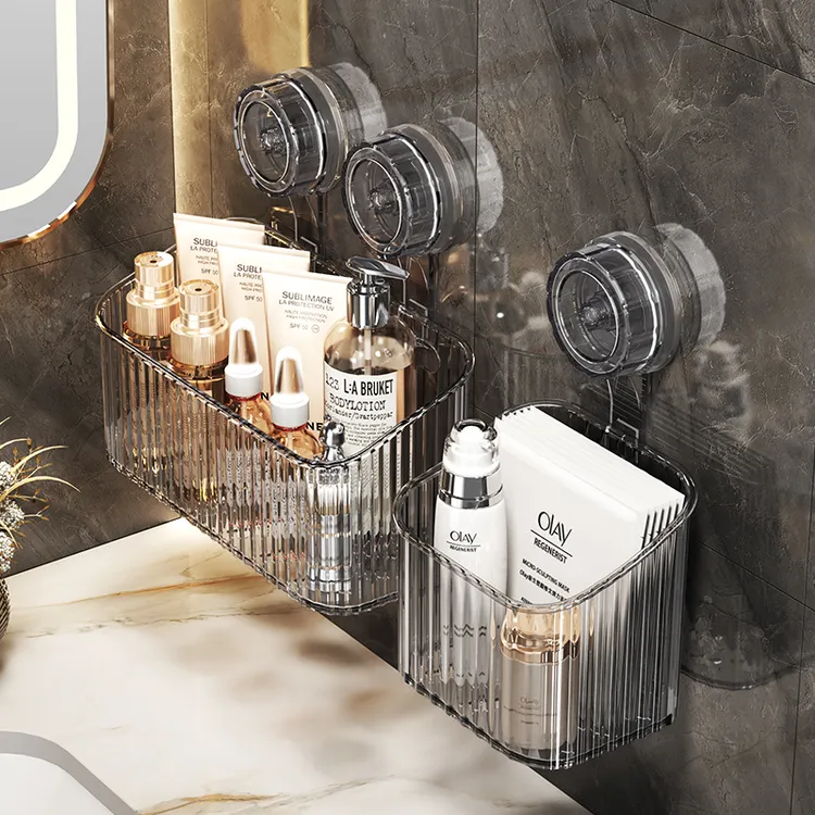 吸盘置物架子卫生间厕所洗手洗漱台浴室免打孔挂墙上化妆品收纳盒
