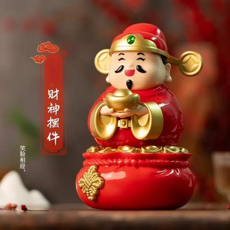 2025新款太阳能财神Q版家居摇头办公室解压摆件喜庆车载摆件Z