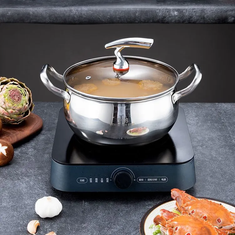 24cm不锈钢汤锅家用煲汤锅面条宝宝辅食锅多用途电磁炉锅厨房配件