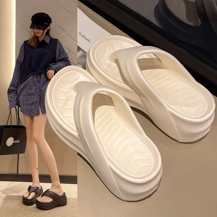 极简风松糕跟女EVA人字拖增高人字拖厚底沙滩夏季小众软底韩版