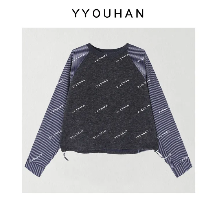 欧尼私服 2025早秋【插肩袖卫衣】 小众拼接袖百搭上衣2508C4389