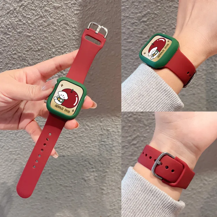 新年U型扣运动硅胶表带 适用苹果手表S10代applewatchS9通用S8SE2