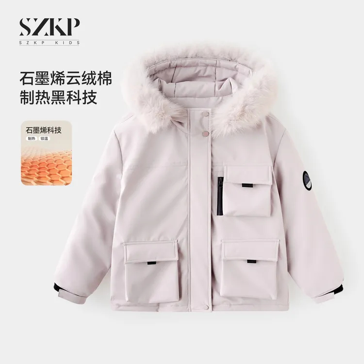 SZKP冬季新款女童保暖上衣中大童休闲洋气儿童棉衣外套TYYD557445