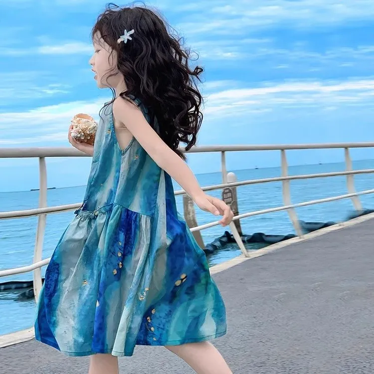 公主裙女童连衣裙儿童裙子2025新款夏棉布裙亲子海边度假沙滩裙潮