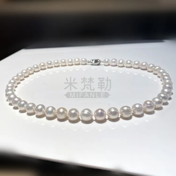 无核珍珠9-10mm天然淡水无核大点位珍珠经典时尚百搭真珍珠项链