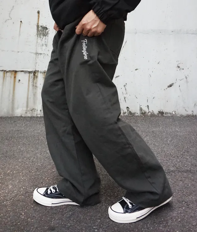 Feelingfree休闲260克麻棉工装男女情侣宽松直筒秋冬运动裤街舞