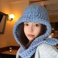 韩版针织帽女秋冬季时尚保暖雷锋帽护耳巴拉克拉法帽帽护耳毛线帽