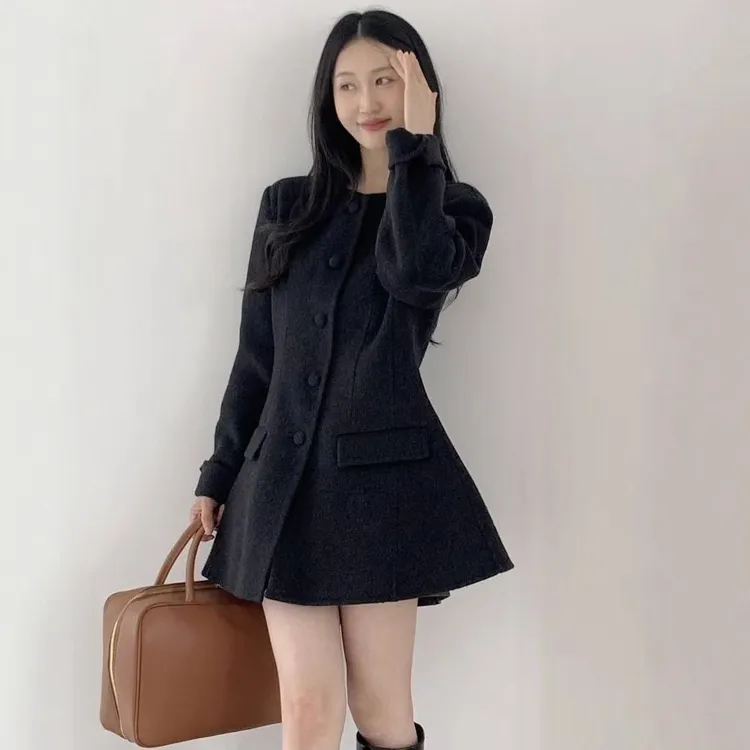 2025新款小蛮腰秋冬高贵双面羊毛大衣气质显瘦休闲外套羊毛外套