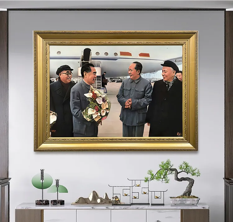 毛主席头像毛挂像客厅挂画中堂四伟人像入户玄关装饰画招财画