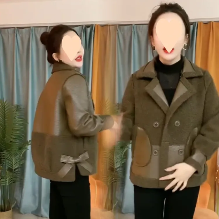 两面穿外套女秋冬新品加绒保暖宽松显瘦洋气减龄时尚一体上衣