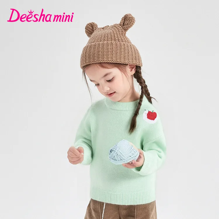 笛莎女童毛衣秋冬儿童衣服卡通苹果羊毛衫上衣时尚保暖-332555508