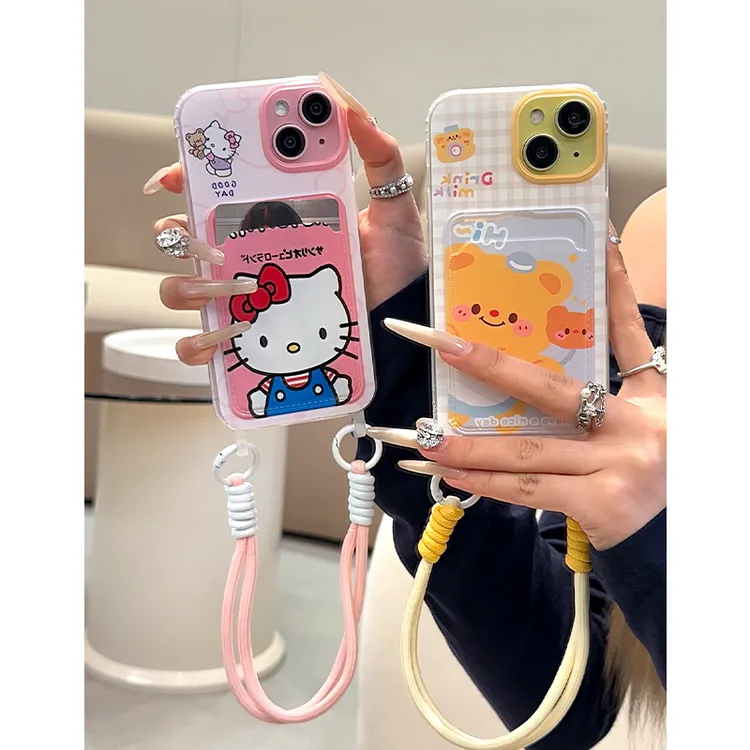 雅天立可爱KT黄油小熊适用苹果16promax卡包手机壳iPhone13/15软