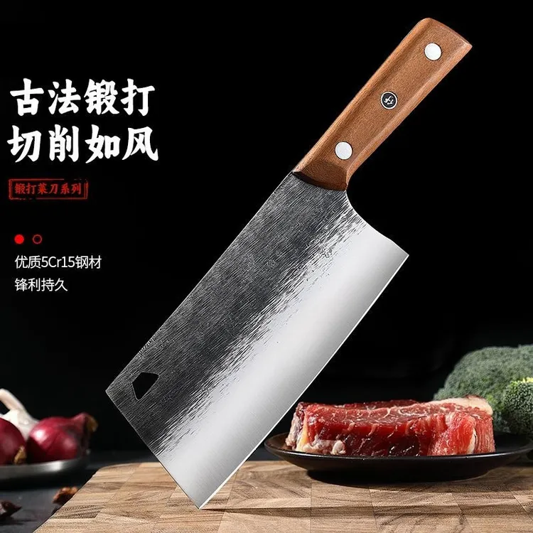 正品手工锻打菜刀家用切菜刀厨房专用砍骨刀锋利切片切肉斩切刀