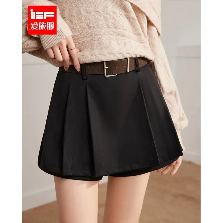 IEF/爱依服2025新款秋季显瘦气质网红短款百搭加厚磨砂皮裤裙