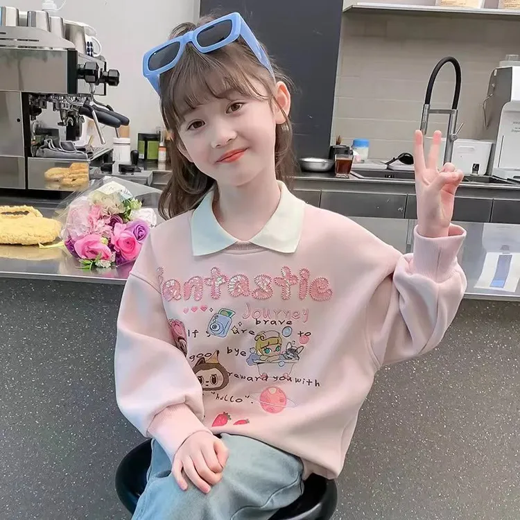 【现货】女童POLO衫春秋冬洋气时尚儿童上衣卫衣女孩女童时髦卫衣