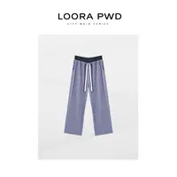 LOORAPWD/罗拉密码【棉】爱丁堡格韵・蓝调抽绳阔腿裤25CJBG0125N