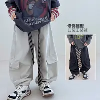 9.24号新品 男童口袋工装裤宽松秋直筒松紧带休闲裤潮流5099008O2
