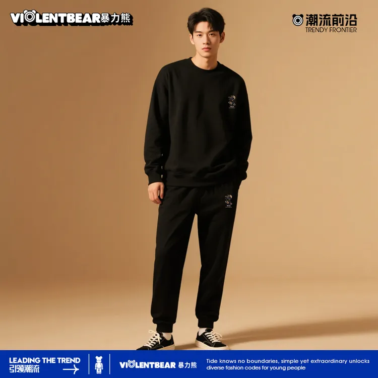 暴力熊潮流圆领都市巴恩风男士卫衣秋冬情侣同款宽松休闲长袖上衣商品图