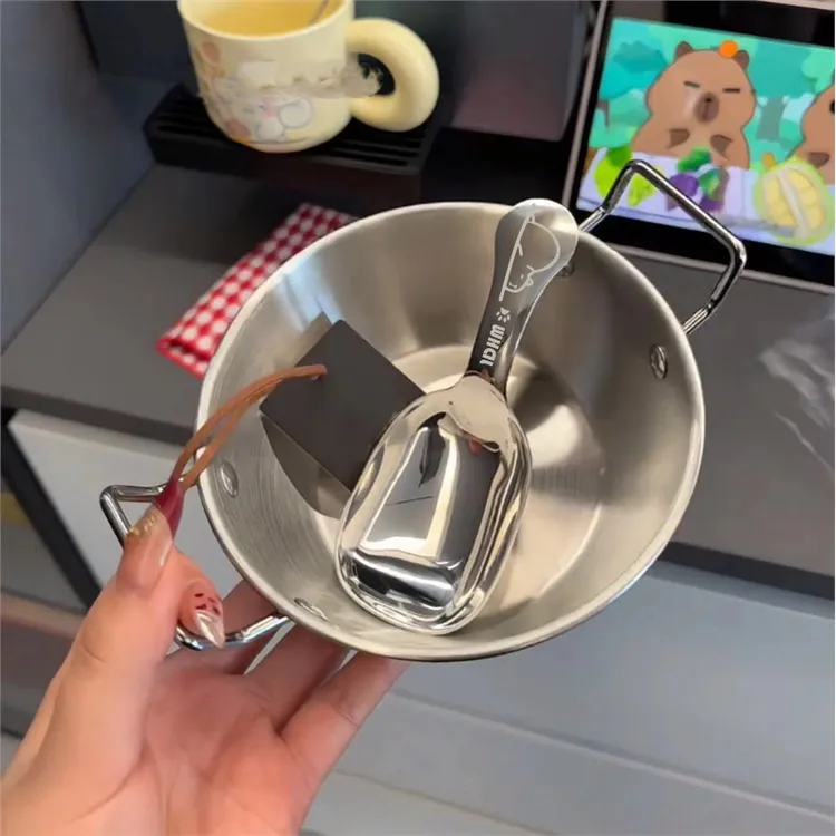 韩式高颜值ins食品不锈钢碗超萌可爱双耳碗燕麦碗+卡皮巴拉大头勺