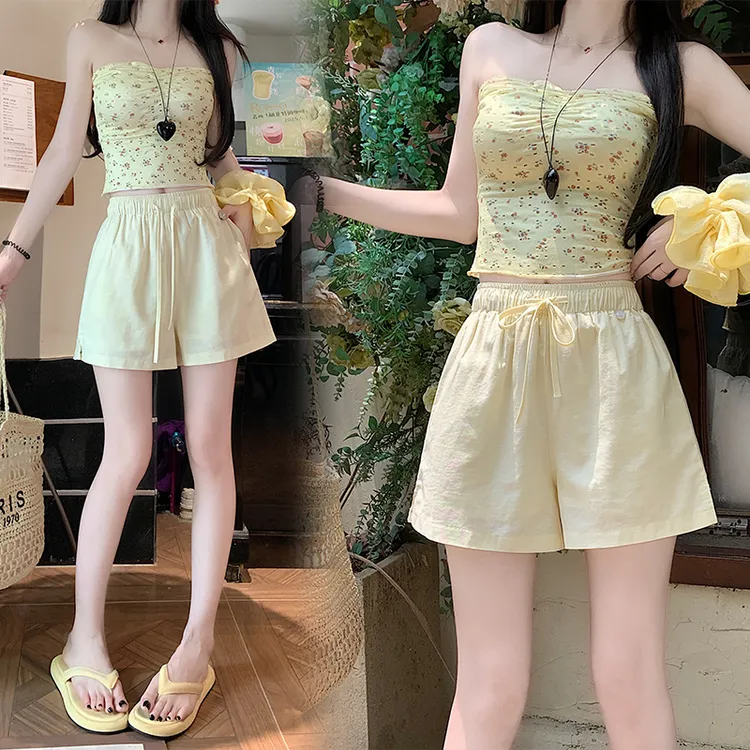 白色时尚简约百搭休闲裤女2025夏季新款高级感气质直筒运动短裤子